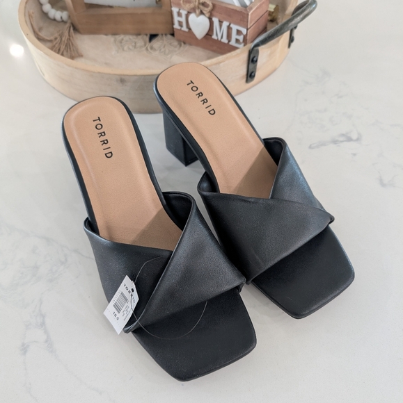torrid Shoes - Torrid Black Open Square Toe Mule Heels Size 10.5